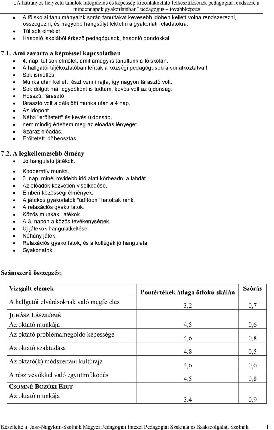 A hallgatói tájékoztatóban leírtak a községi pedagógusokra vonatkoztatva!! Sok ismétlés. Munka után kellett részt venni rajta, így nagyon fárasztó volt.