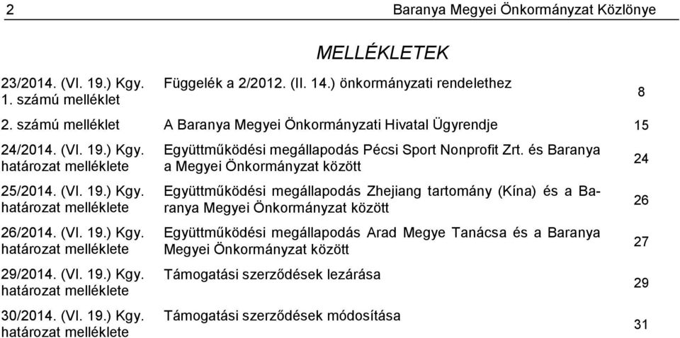 (VI. 19.) Kgy. határozat melléklete 30/2014. (VI. 19.) Kgy. határozat melléklete Együttműködési megállapodás Pécsi Sport Nonprofit Zrt.