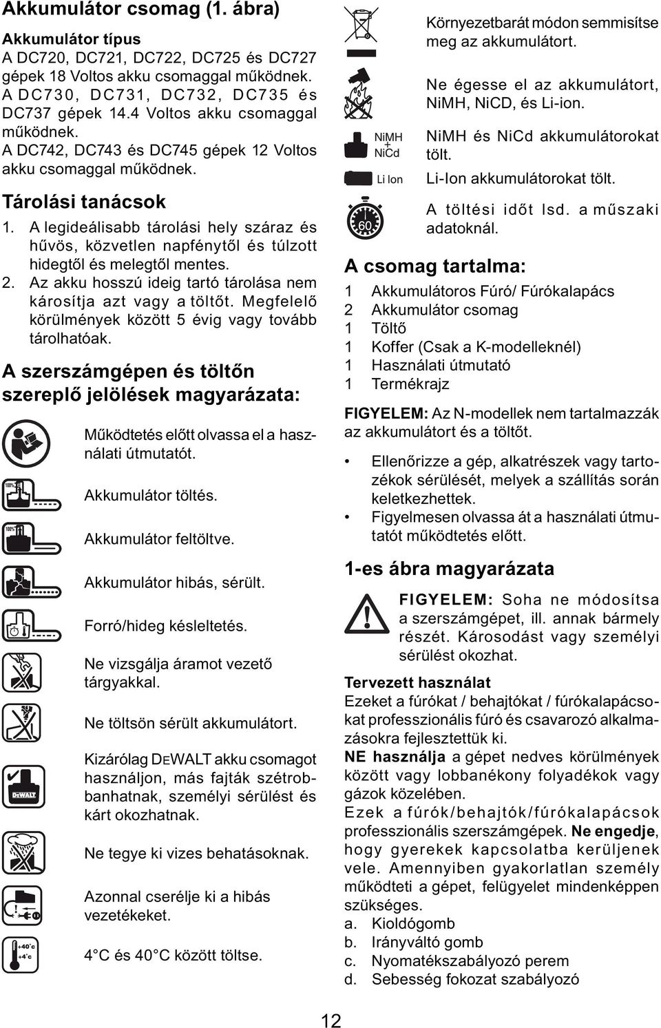 A legideálisabb tárolási hely száraz és hűvös, közvetlen napfénytől és túlzott hidegtől és melegtől mentes. 2. Az akku hosszú ideig tartó tárolása nem károsítja azt vagy a töltőt.