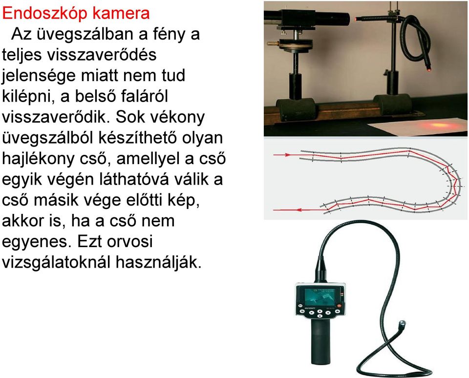 Sok vékony üvegszálból készíthető olyan hajlékony cső, amellyel a cső egyik