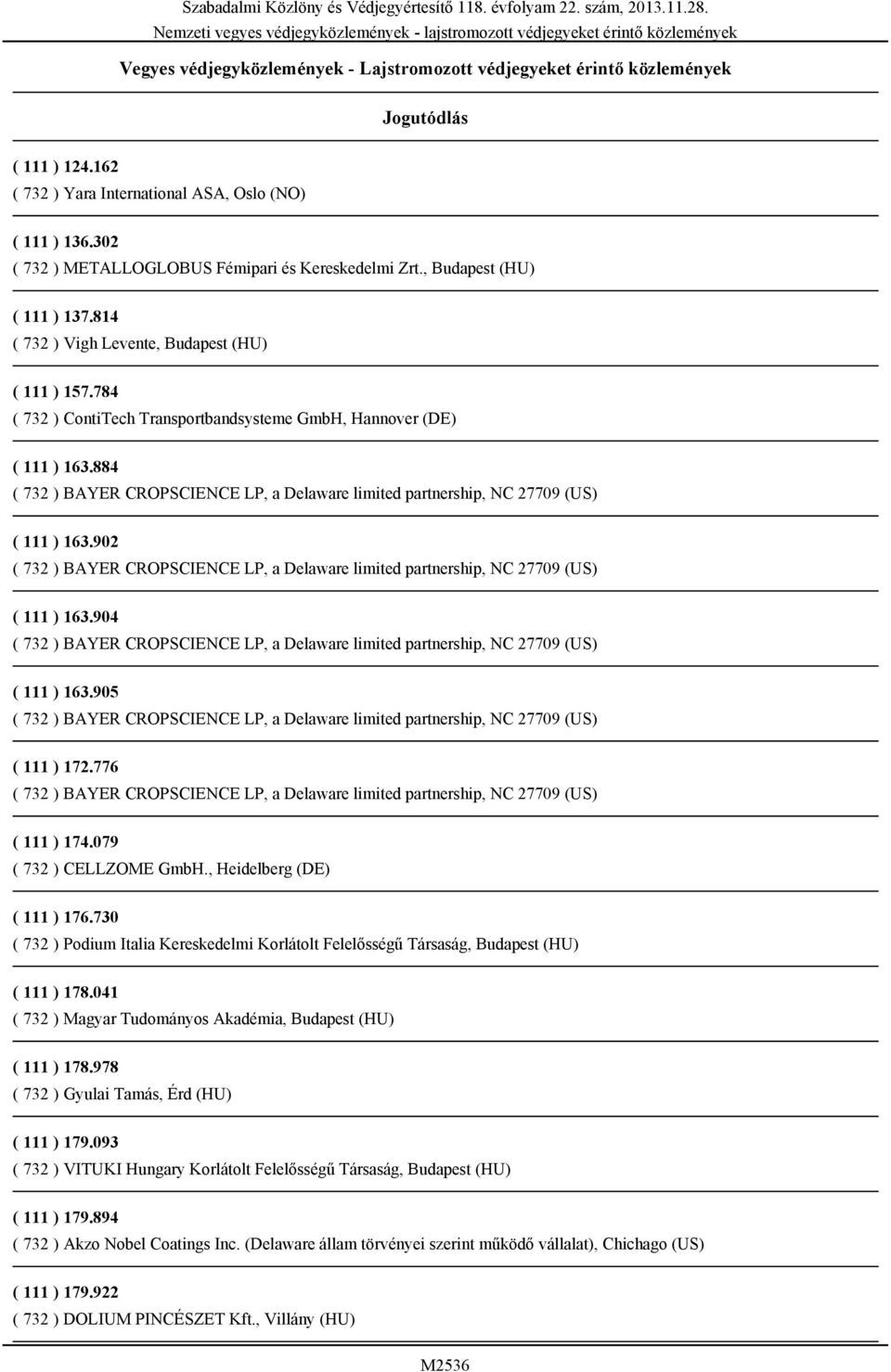 784 ( 732 ) ContiTech Transportbandsysteme GmbH, Hannover (DE) ( 111 ) 163.884 ( 111 ) 163.902 ( 111 ) 163.904 ( 111 ) 163.905 ( 111 ) 172.776 ( 111 ) 174.079 ( 732 ) CELLZOME GmbH.