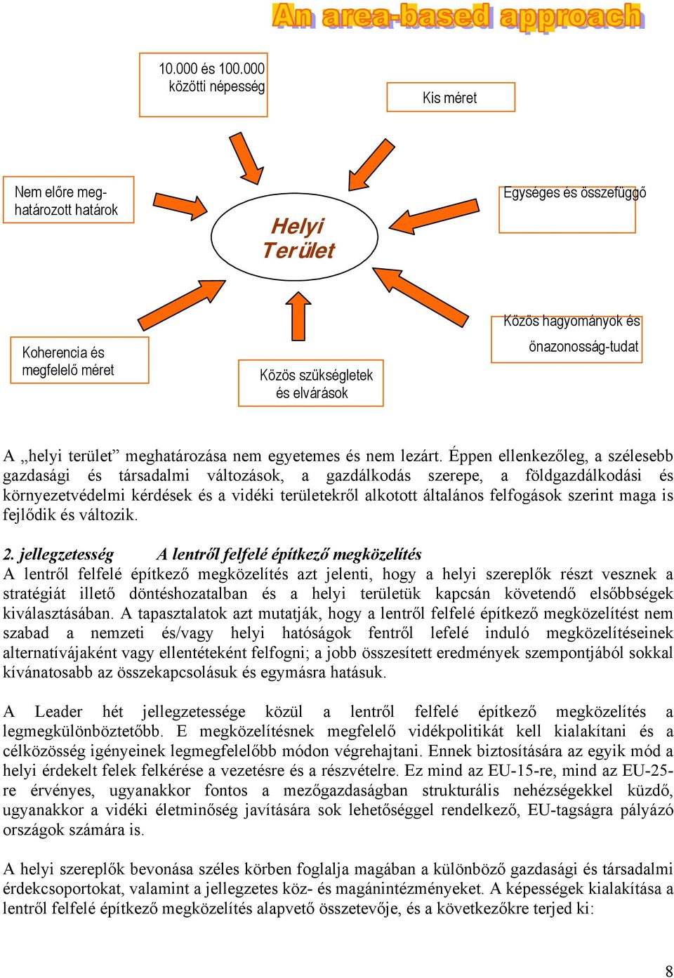 önazonosság-tudat A helyi terület meghatározása nem egyetemes és nem lezárt.