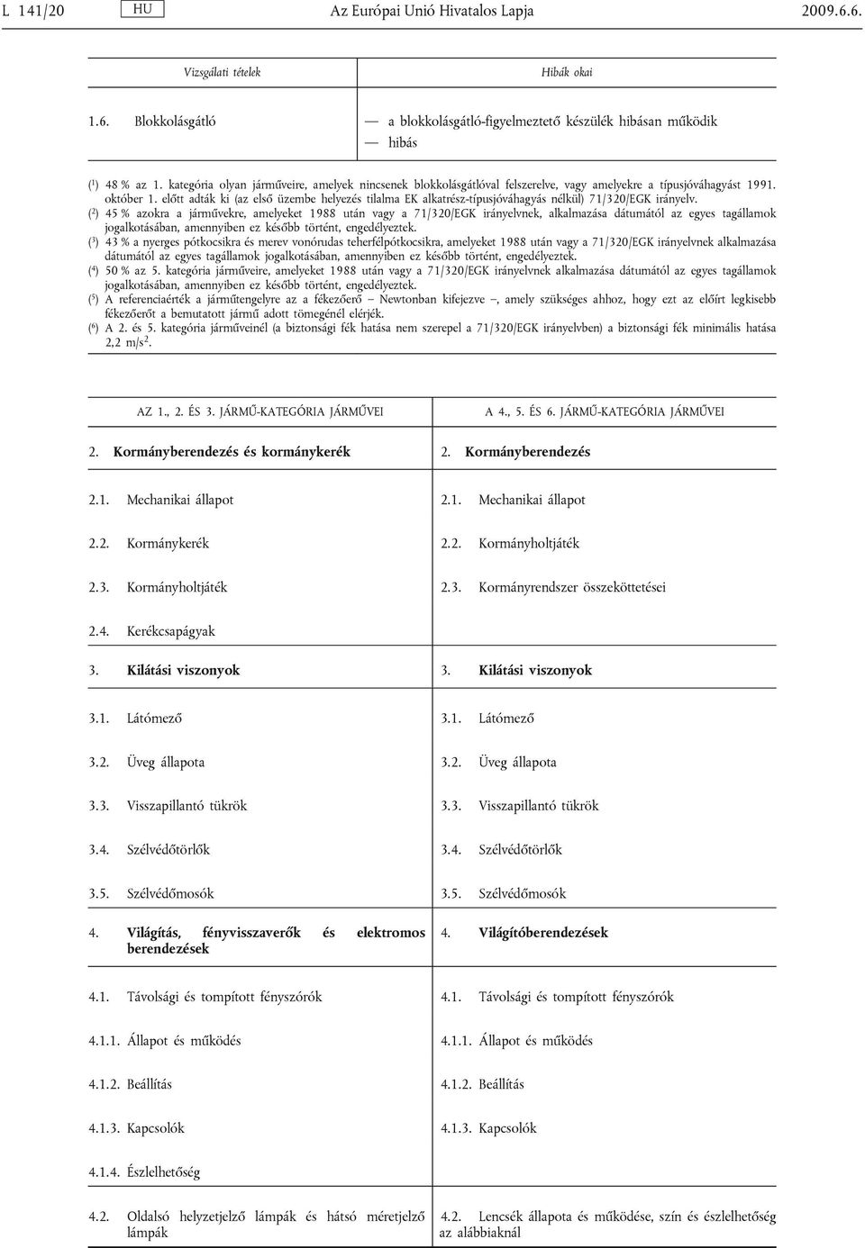 előtt adták ki (az első üzembe helyezés tilalma EK alkatrész-típusjóváhagyás nélkül) 71/320/EGK irányelv.