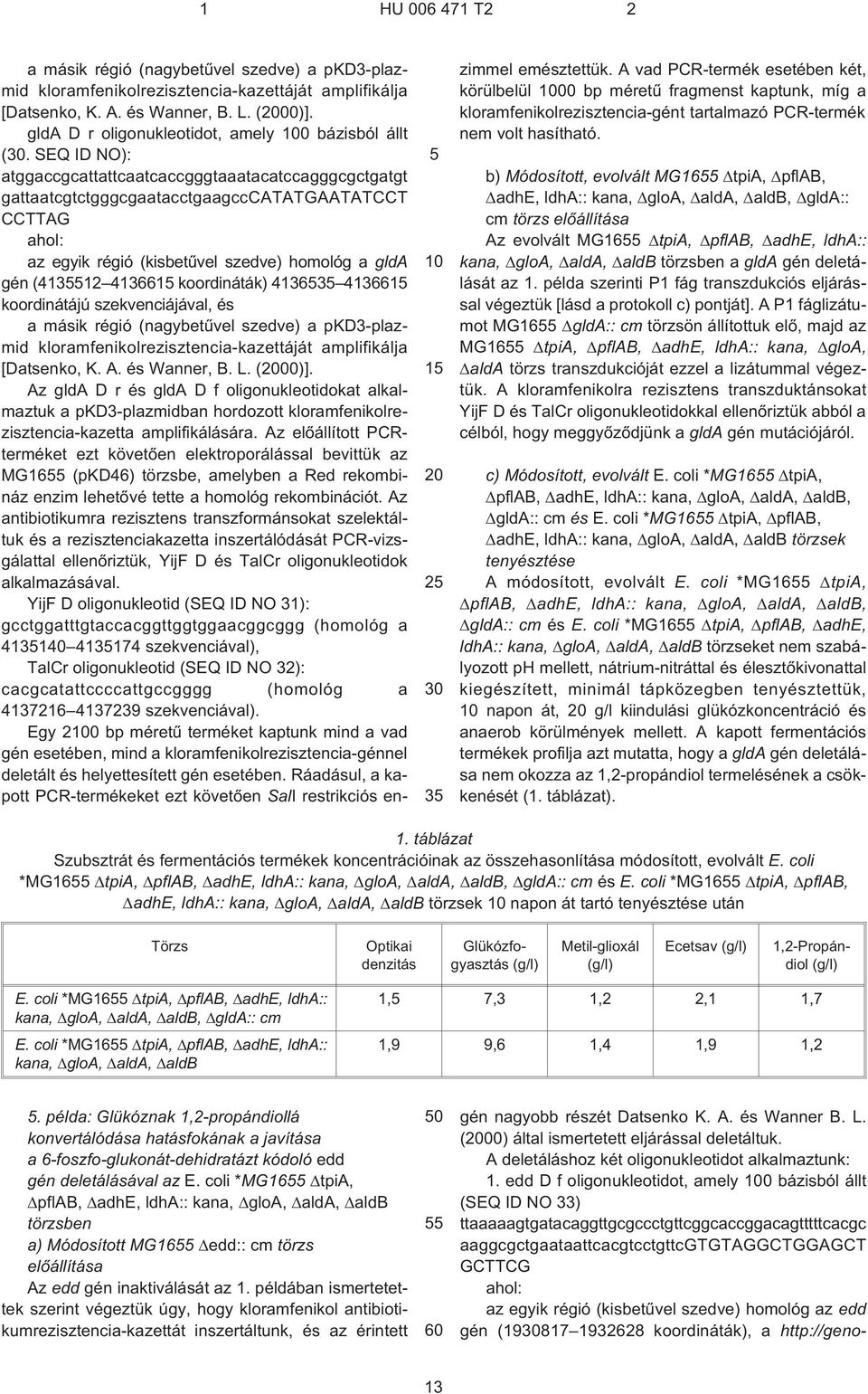 41363 41366 koordinátájú szekvenciájával, és kloramfenikolrezisztencia-kazettáját amplifikálja [Datsenko, K. A. és Wanner, B. L. (00)].