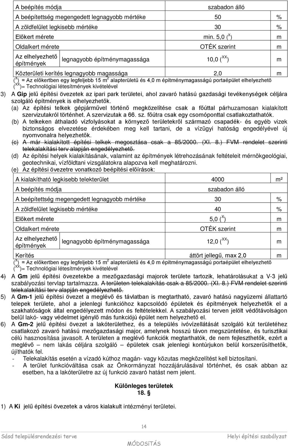 építménymgsságú portépület elhelyezhető ( XX )= Technológii létesítménye ivételével ) A Gip jelű építési övezete z ipri pr területei, hol zvró htású gzdsági tevéenysége céljár szolgáló építménye is