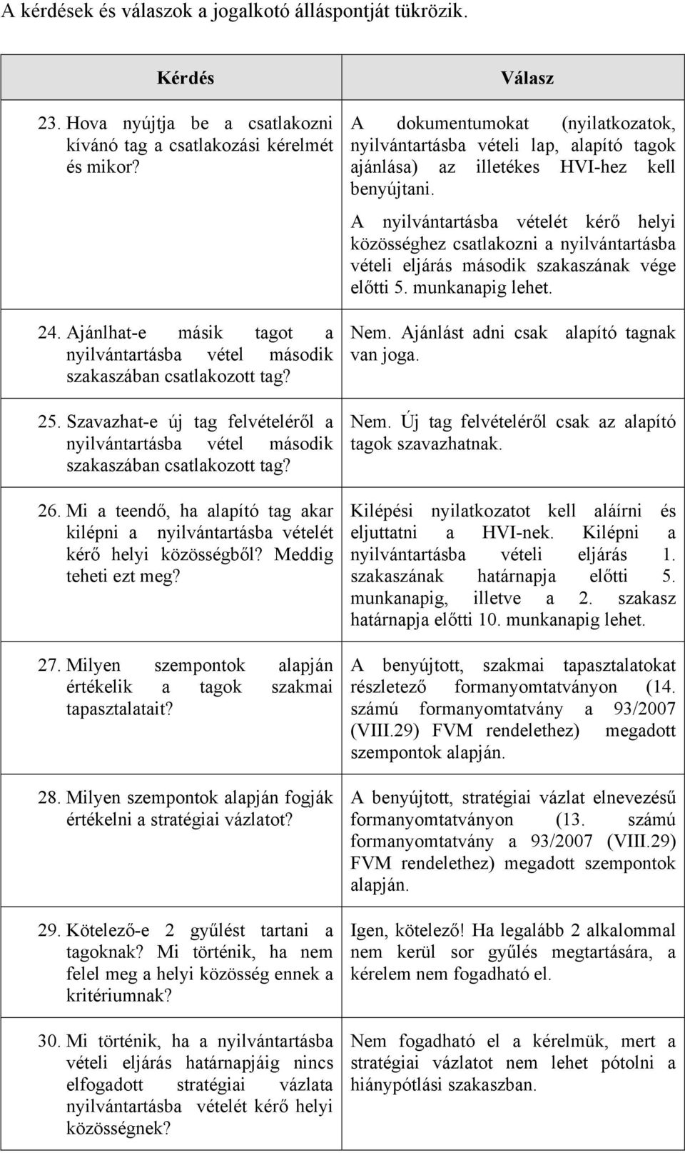 Meddig teheti ezt meg? 27. Milyen szempontok alapján értékelik a tagok szakmai tapasztalatait? 28. Milyen szempontok alapján fogják értékelni a stratégiai vázlatot? 29.