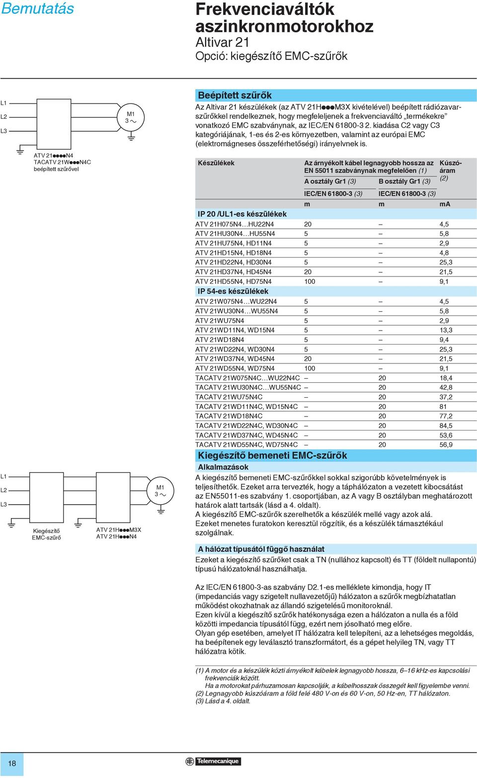 kiadása C2 vagy C3 kategóriájának, 1-es és 2-es környezetben, valamint az európai EMC (elektromágneses összeférhetőségi) irányelvnek is.