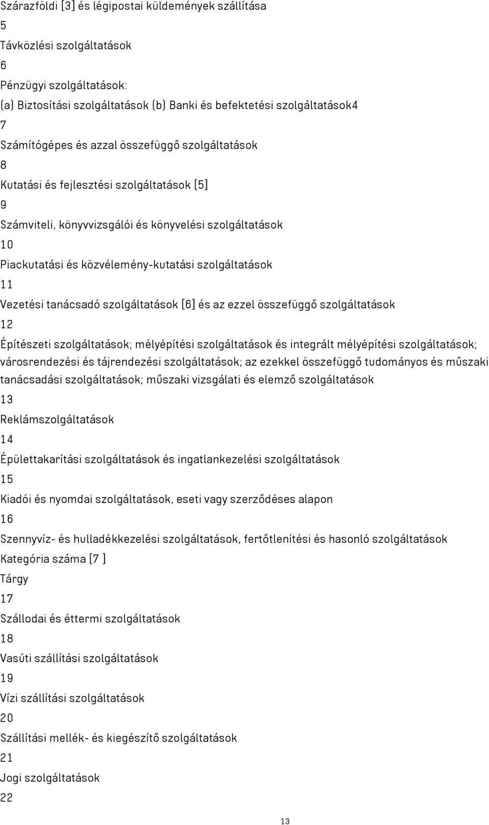 Vezetési tanácsadó szolgáltatások [6] és az ezzel összefüggő szolgáltatások 12 Építészeti szolgáltatások; mélyépítési szolgáltatások és integrált mélyépítési szolgáltatások; városrendezési és