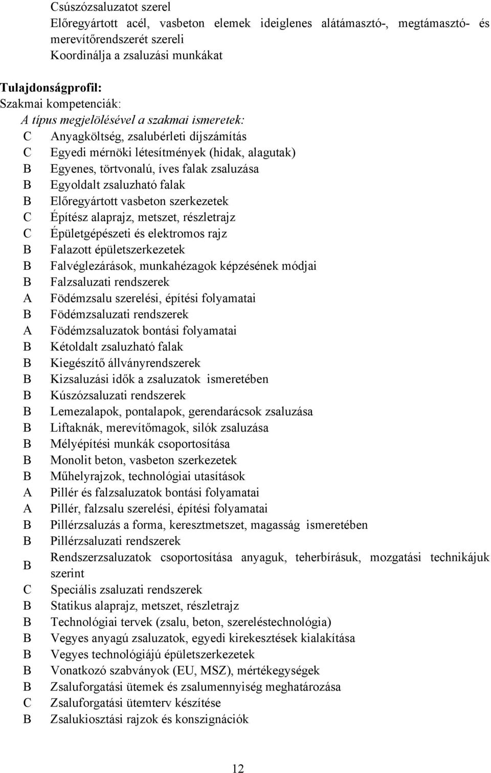 zsaluzható falak Előregyártott vasbeton szerkezetek Építész alaprajz, metszet, részletrajz Épületgépészeti és elektromos rajz Falazott épületszerkezetek Falvéglezárások, munkahézagok képzésének