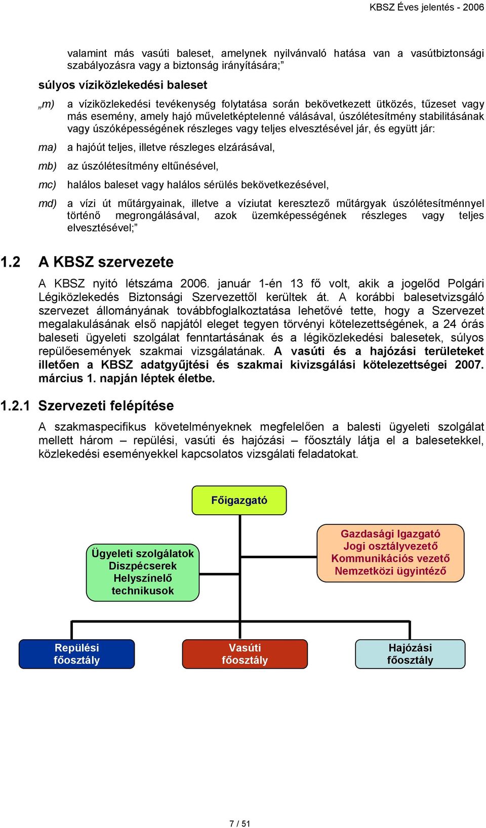 ma) a hajóút teljes, illetve részleges elzárásával, mb) az úszólétesítmény eltűnésével, mc) halálos vagy halálos sérülés bekövetkezésével, md) a vízi út műtárgyainak, illetve a víziutat keresztező