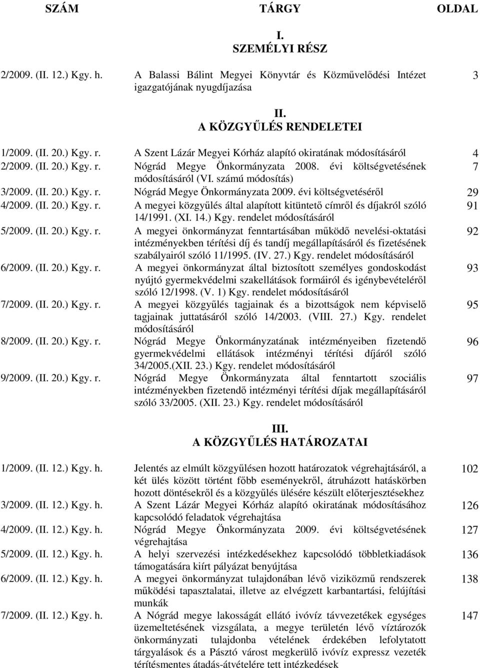 évi költségvetésérıl 29 4/2009. (II. 20.) Kgy. r.