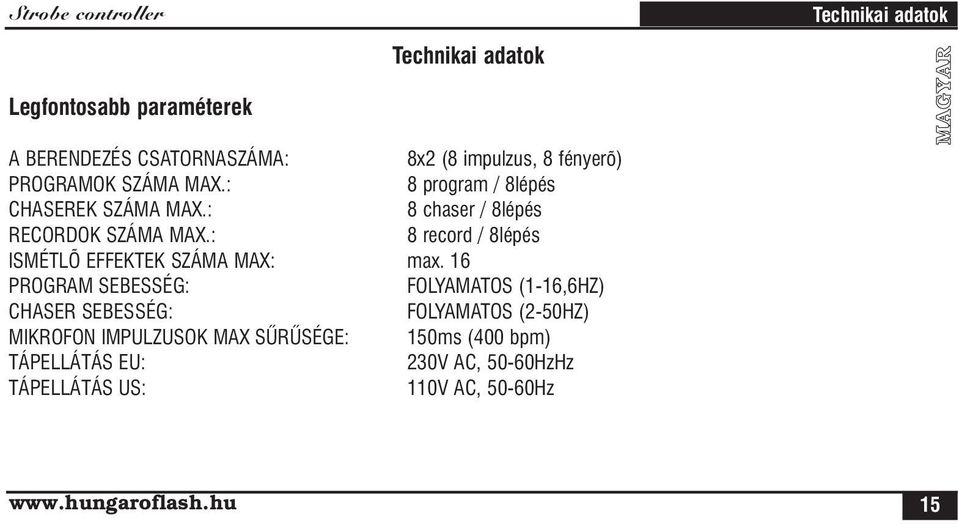 : 8 record / 8lépés ISMÉTLÕ EFFEKTEK SZÁMA MAX: max.