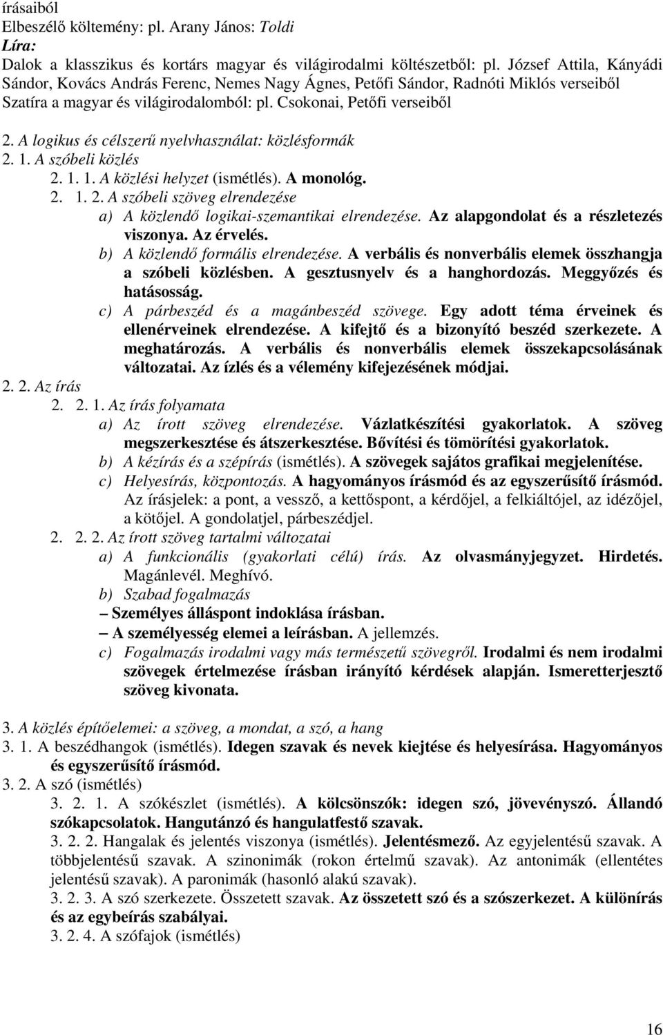 A logikus és célszerű nyelvhasználat: közlésformák 2. 1. A szóbeli közlés 2. 1. 1. A közlési helyzet (ismétlés). A monológ. 2. 1. 2. A szóbeli szöveg elrendezése a) A közlendő logikai-szemantikai elrendezése.