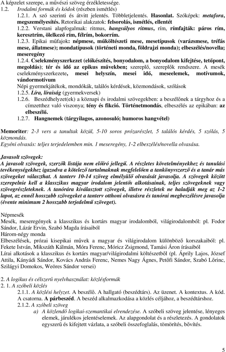 2. Verstani alapfogalmak: ritmus, hangsúlyos ritmus, rím, rímfajták: páros rím, keresztrím, ölelkező rím, félrím, bokorrím. 1.2.3.