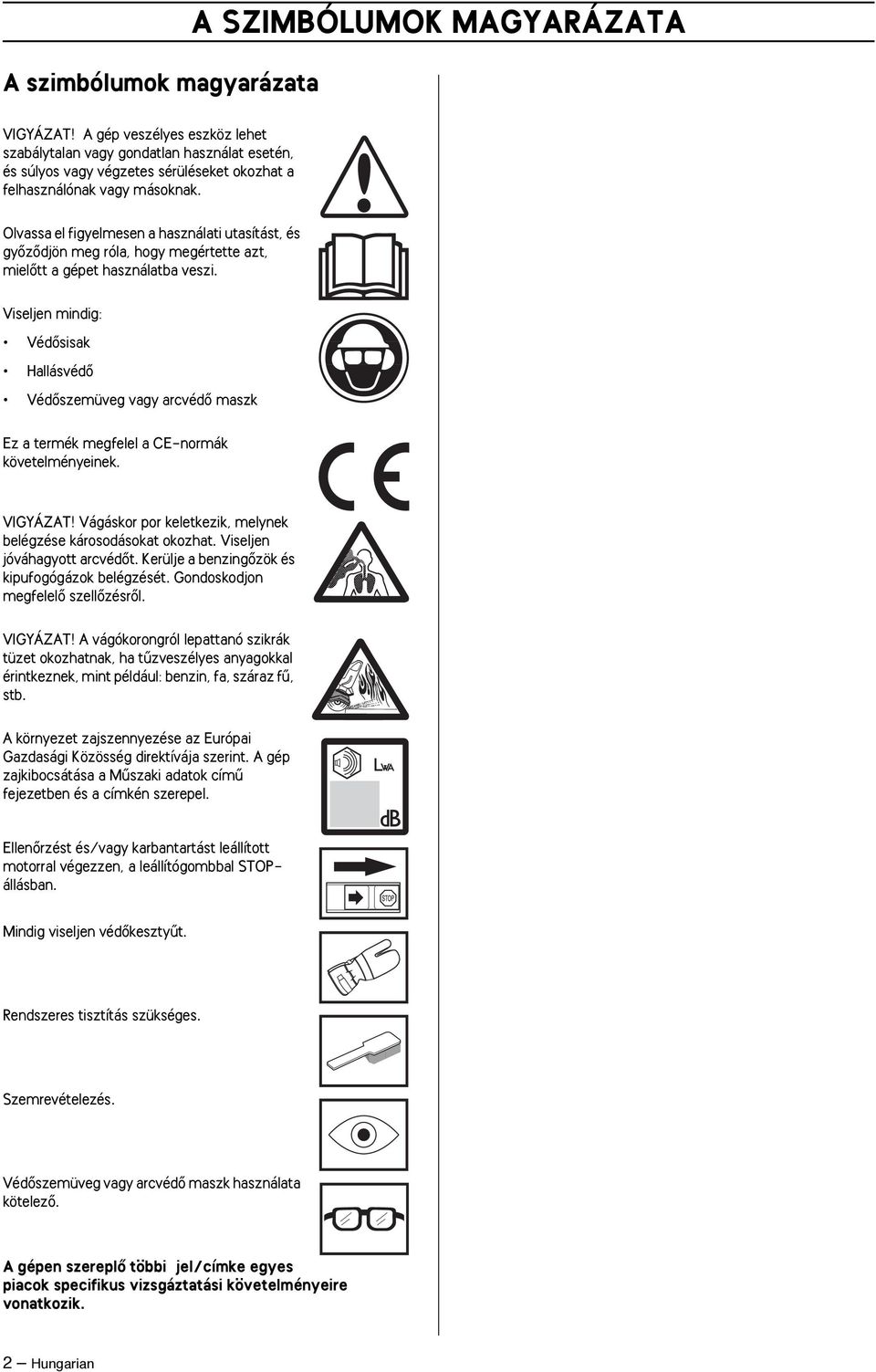 Viseljen mindig: VédŒsisak HallásvédŒ VédŒszemüveg vagy arcvédœ maszk Ez a termék megfelel a CE-normák követelményeinek. VIGYÁZAT Vágáskor por keletkezik, melynek belégzése károsodásokat okozhat.