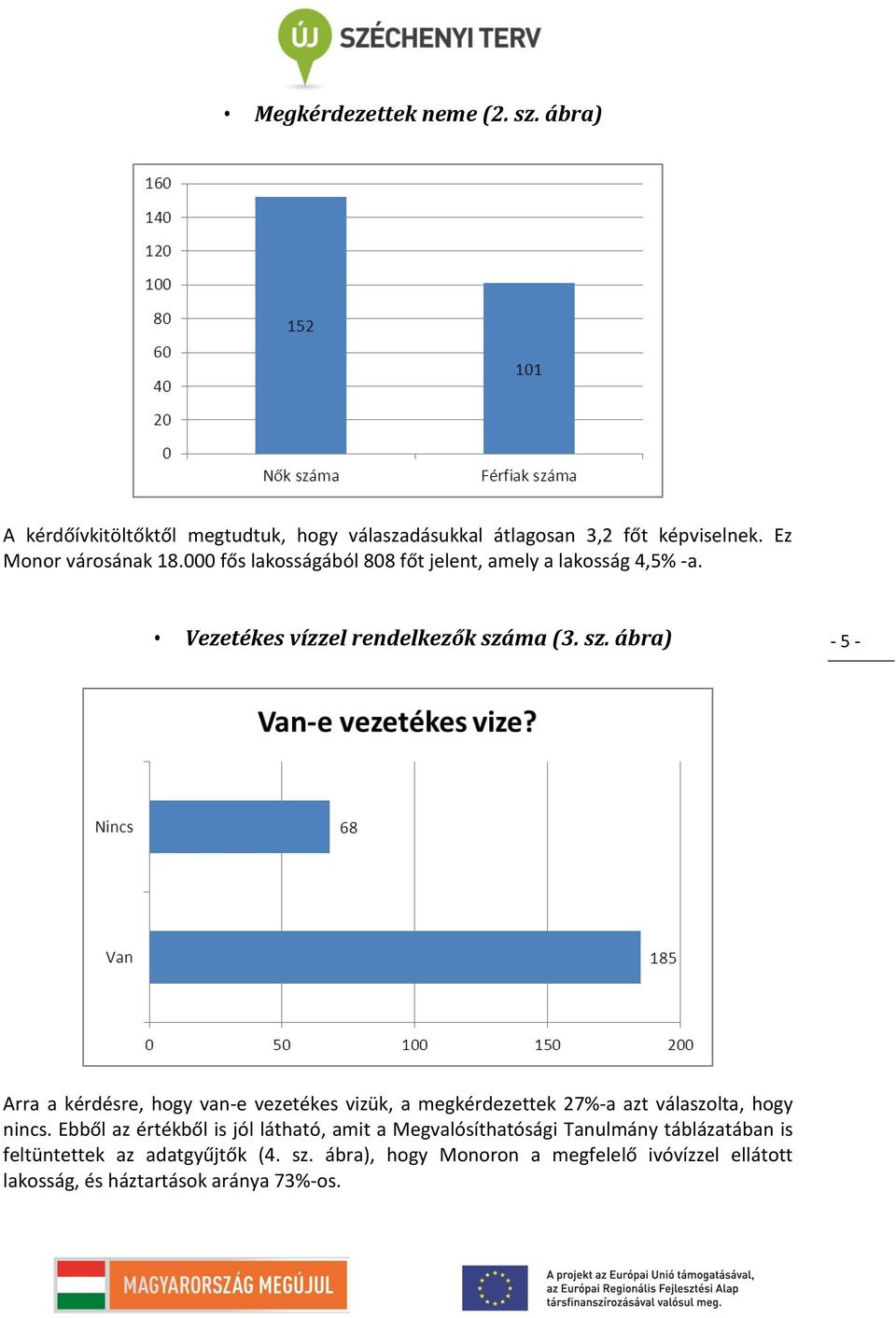 ma (3. sz. ábra) - 5 - Arra a kérdésre, hogy van-e vezetékes vizük, a megkérdezettek 27%-a azt válaszolta, hogy nincs.