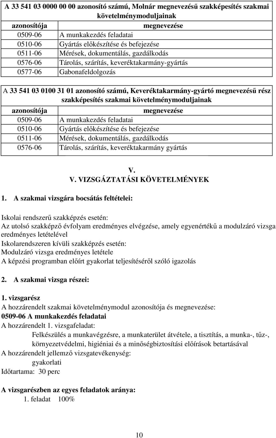 megnevezésű rész szakképesítés szakmai követelménymoduljainak azonosítója megnevezése 0509-06 A munkakezdés feladatai 0510-06 Gyártás előkészítése és befejezése 0511-06 Mérések, dokumentálás,