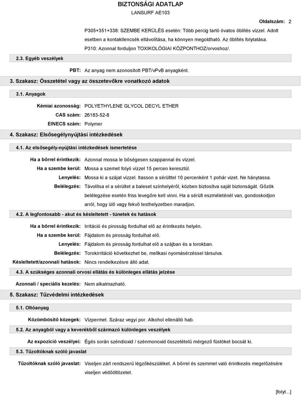 Szakasz: Elsősegélynyújtási intézkedések 4.1.