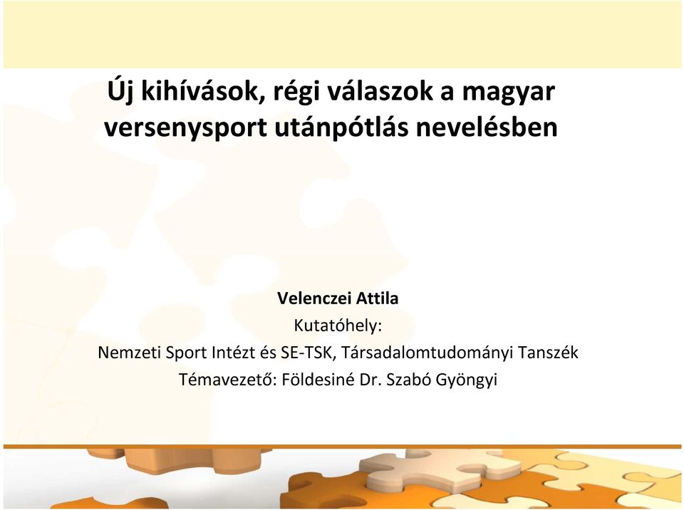 Kutatóhely: Nemzeti Sport Intézt és SE-TSK,
