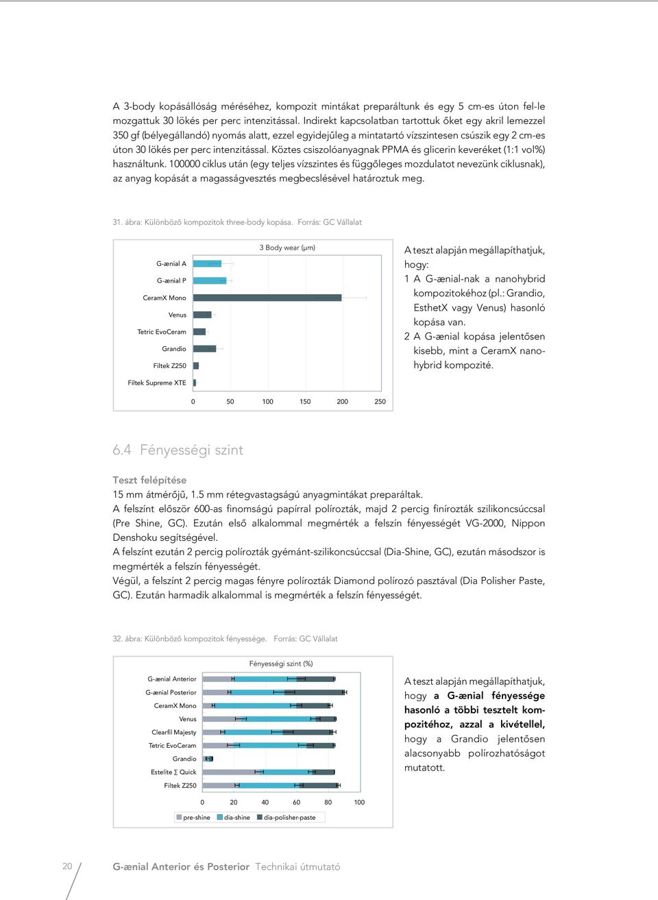 Köztes csiszolóanyagnak PPMA és glicerin keveréket (1:1 vol%) használtunk.