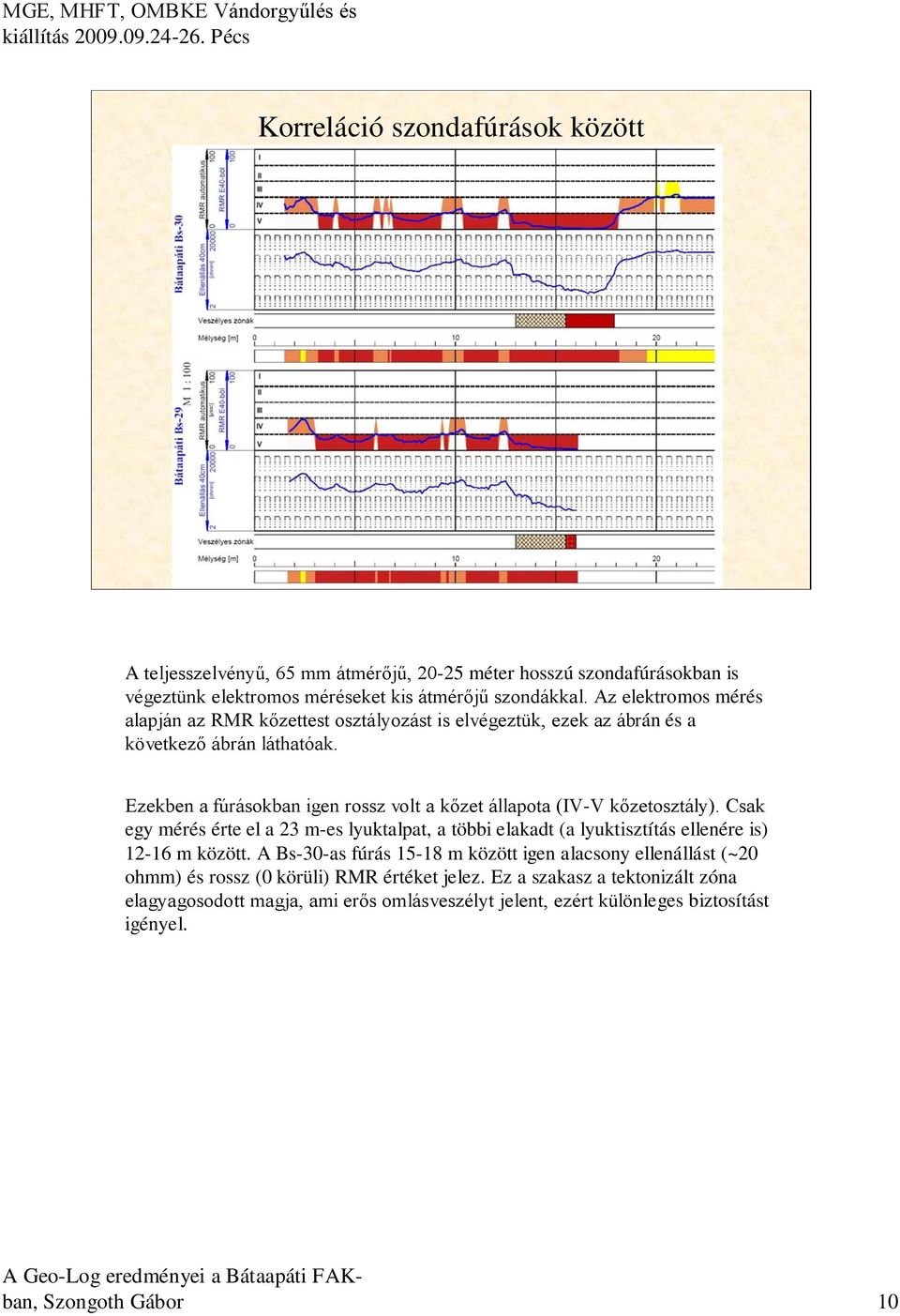 Ezekben a fúrásokban igen rossz volt a kőzet állapota (IV-V kőzetosztály).