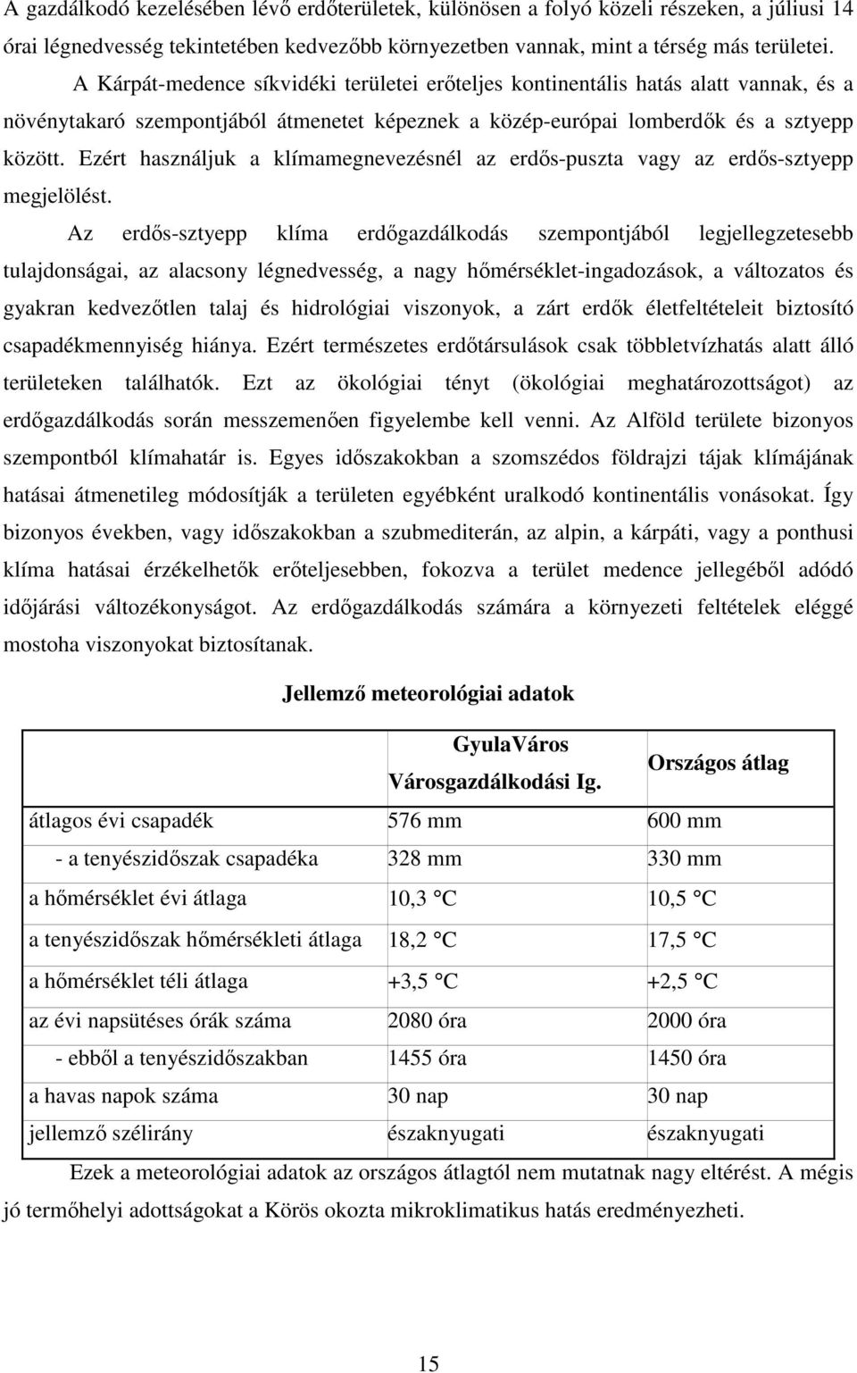 Ezért használjuk a klímamegnevezésnél az erdős-puszta vagy az erdős-sztyepp megjelölést.