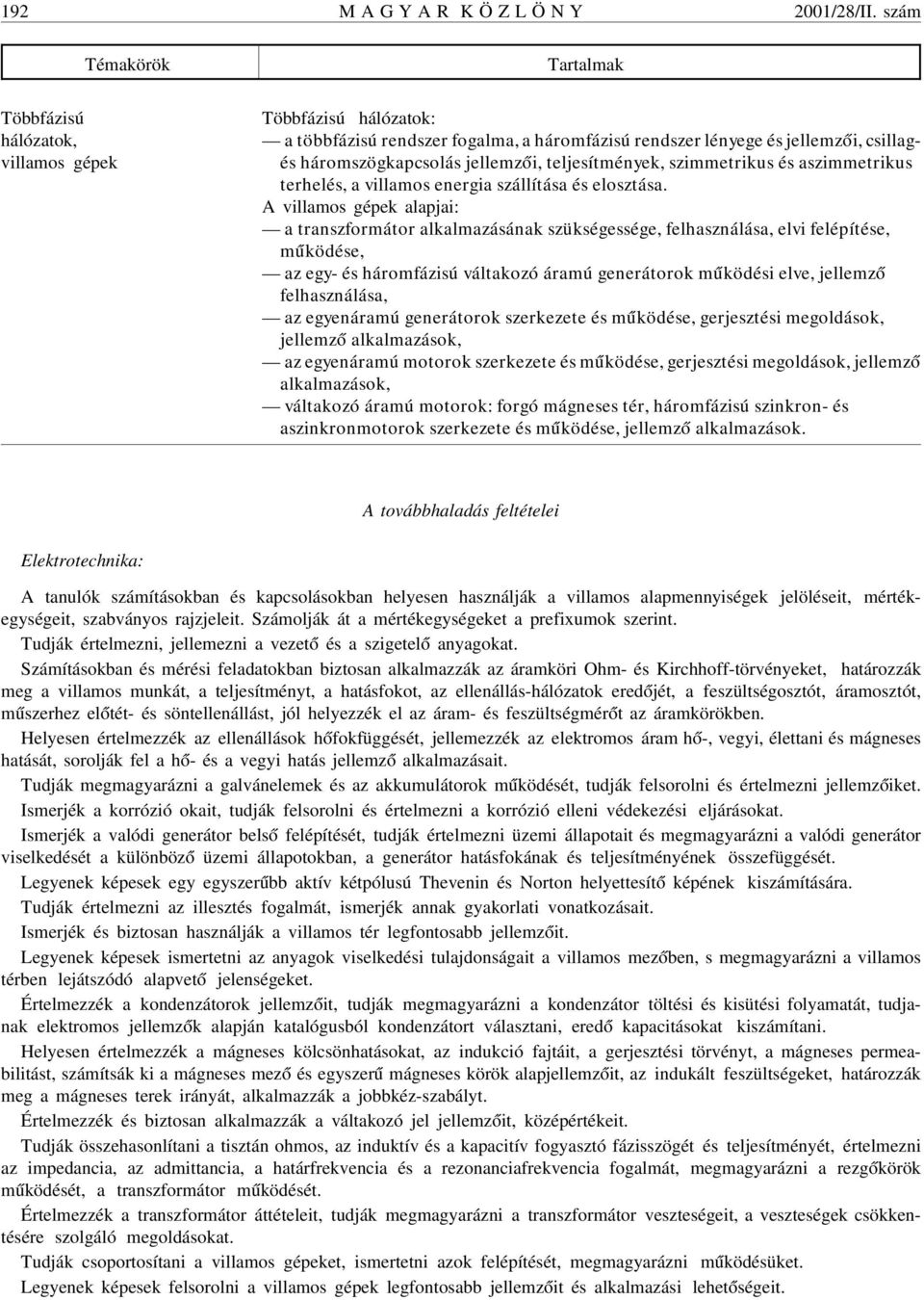 szimmetrikus és aszimmetrikus terhelés, a villamos energia szállítása és elosztása.