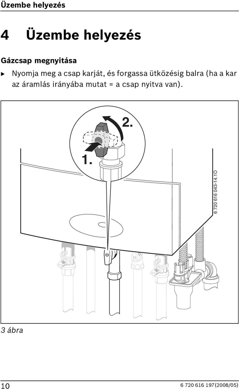 ütközésig balra (ha a kar az áramlás irányába