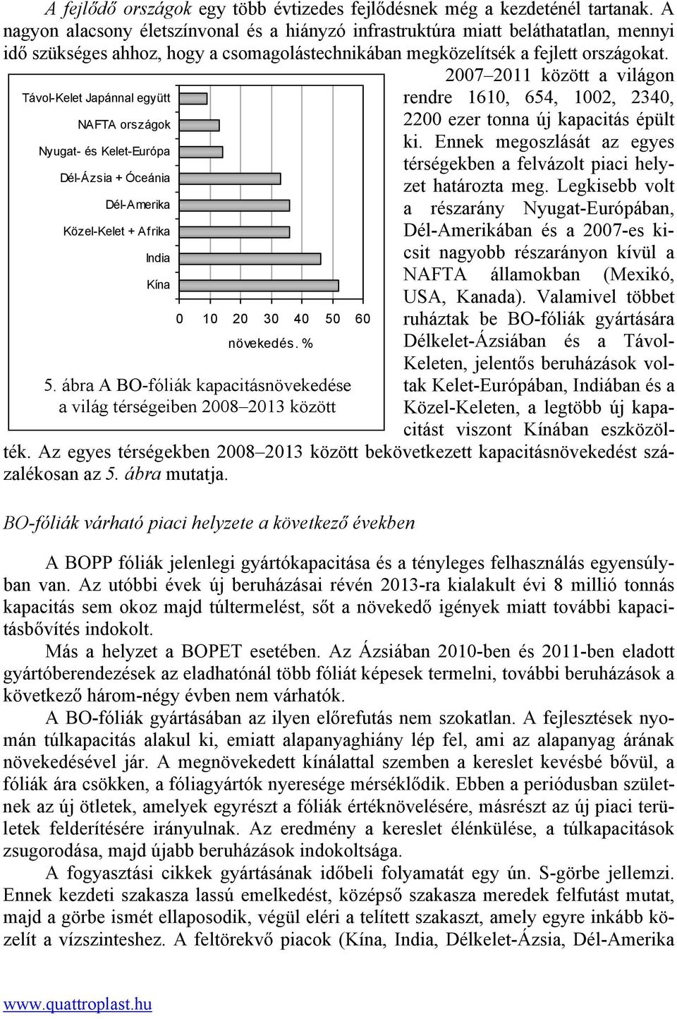 2007 2011 között a világon Távol-Kelet Japánnal együtt NAFTA országok Nyugat- és Kelet-Európa Dél-Ázsia + Óceánia Dél-Amerika Közel-Kelet + Afrika India Kína 0 10 20 30 40 50 60 növekedés. % 5.