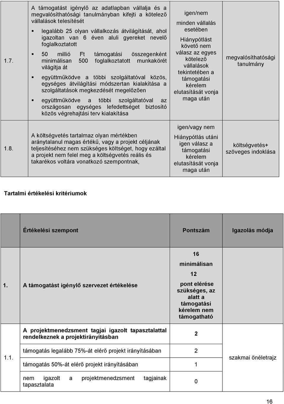 kialakítása a szolgáltatások megkezdését megelőzően együttműködve a többi szolgáltatóval az országosan egységes lefedettséget biztosító közös végrehajtási terv kialakítása igen/nem minden vállalás