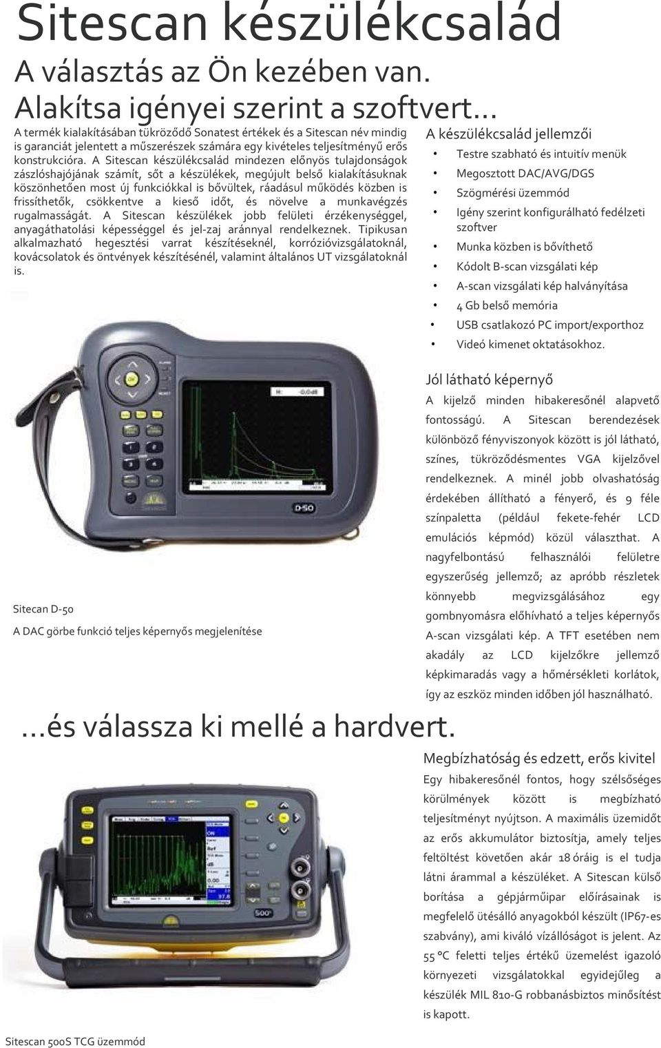 A Sitescan készülékcsalád mindezen előnyös tulajdonságok zászlóshajójának számít, sőt a készülékek, megújult belső kialakításuknak köszönhetően most új funkciókkal is bővültek, ráadásul működés