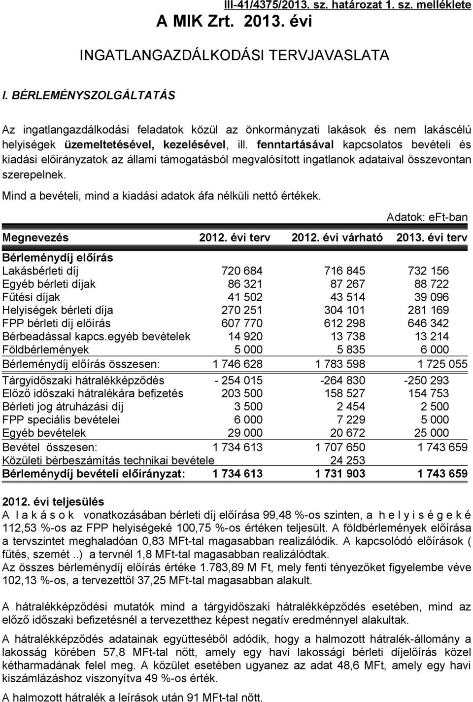 fenntartásával kapcsolatos bevételi és kiadási előirányzatok az állami támogatásból megvalósított ingatlanok adataival összevontan szerepelnek.