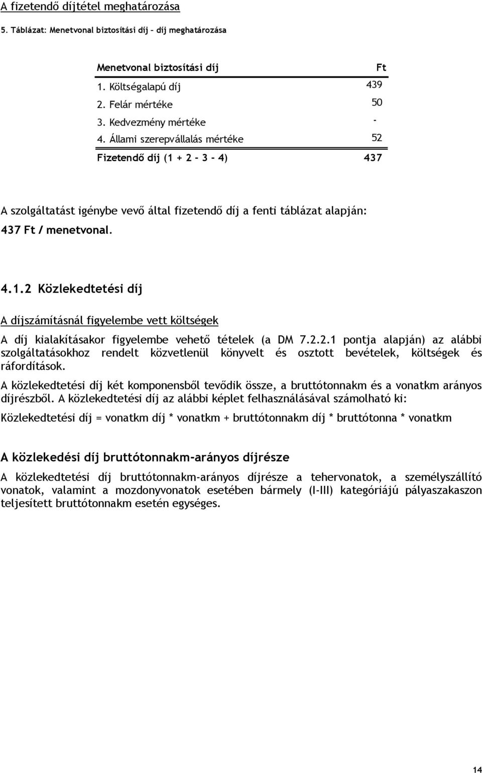 2.2.1 pontja alapján) az alábbi szolgáltatásokhoz rendelt közvetlenül könyvelt és osztott bevételek, költségek és ráfordítások.