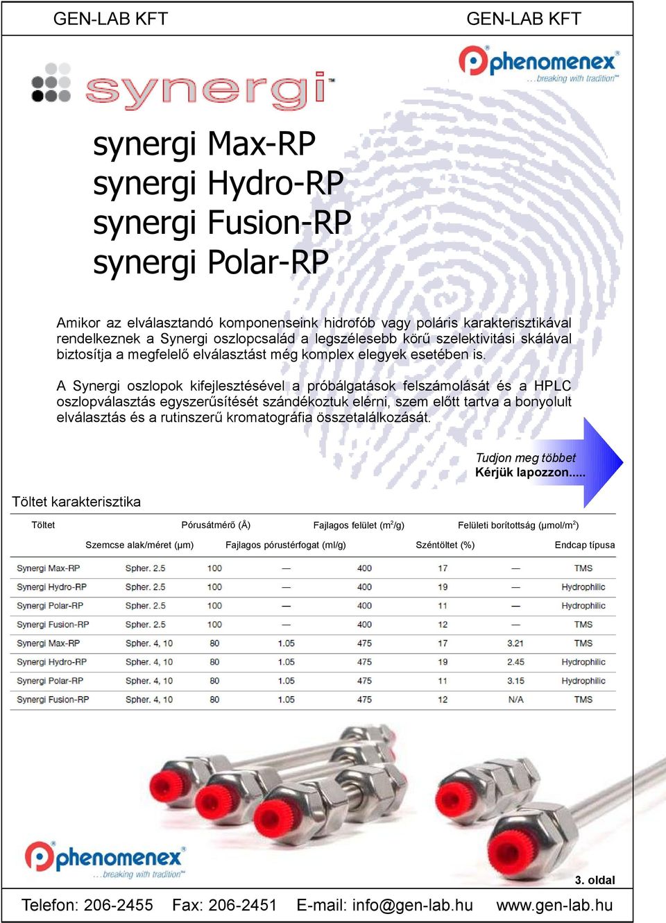 A Synergi oszlopok kifejlesztésével a próbálgatások felszámolását és a HPLC oszlopválasztás egyszerűsítését szándékoztuk elérni, szem előtt tartva a bonyolult elválasztás és a rutinszerű