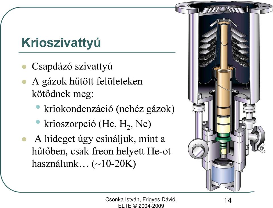 gázok) krioszorpció (He, H 2, Ne) A hideget úgy