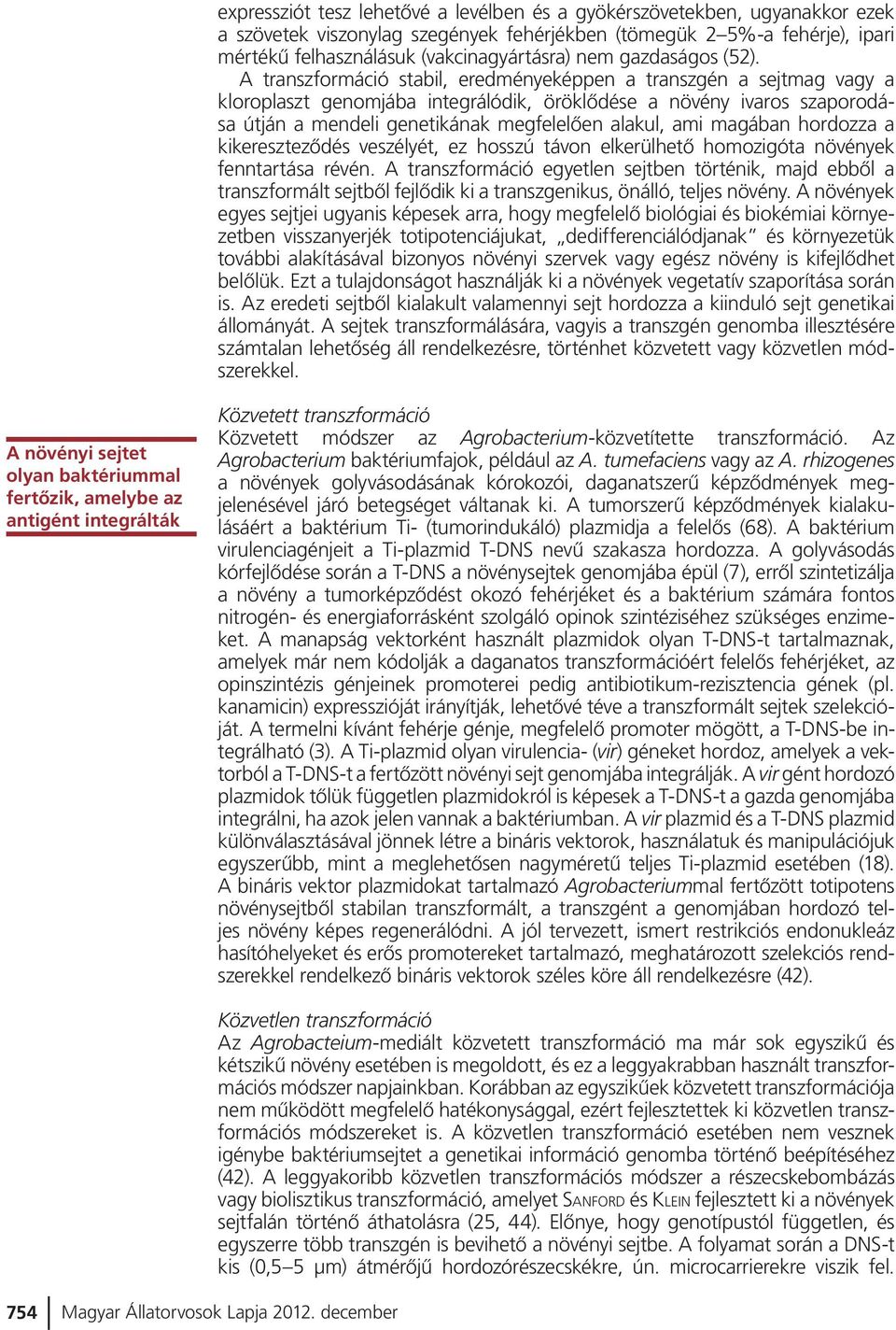 A transzformáció stabil, eredményeképpen a transzgén a sejtmag vagy a kloroplaszt genomjába integrálódik, öröklõdése a növény ivaros szaporodása útján a mendeli genetikának megfelelõen alakul, ami