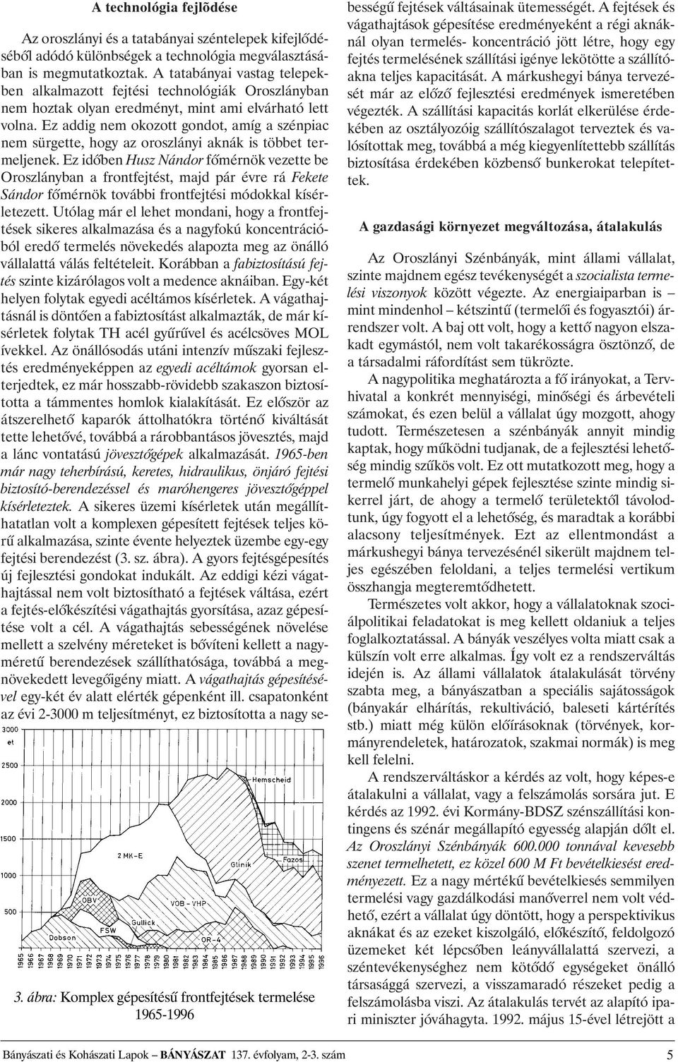 A tatabányai vastag telepekben alkalmazott fejtési technológiák Oroszlányban nem hoztak olyan eredményt, mint ami elvárható lett volna.