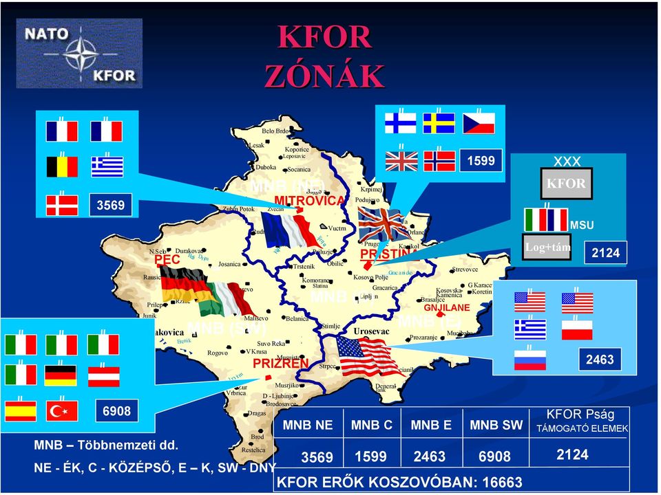 MNB (SW) Kli na Koporice Leposavic Socanica G Klina Suvo Reka V Krusa Musuiste D -Ljubinje Brodosavce Dragas Brod Restelica NE - ÉK, C - KÖZÉPSŐ, E K, SW - DNY MNB (NE) Bajgora S i tni ca Vuctrn l l