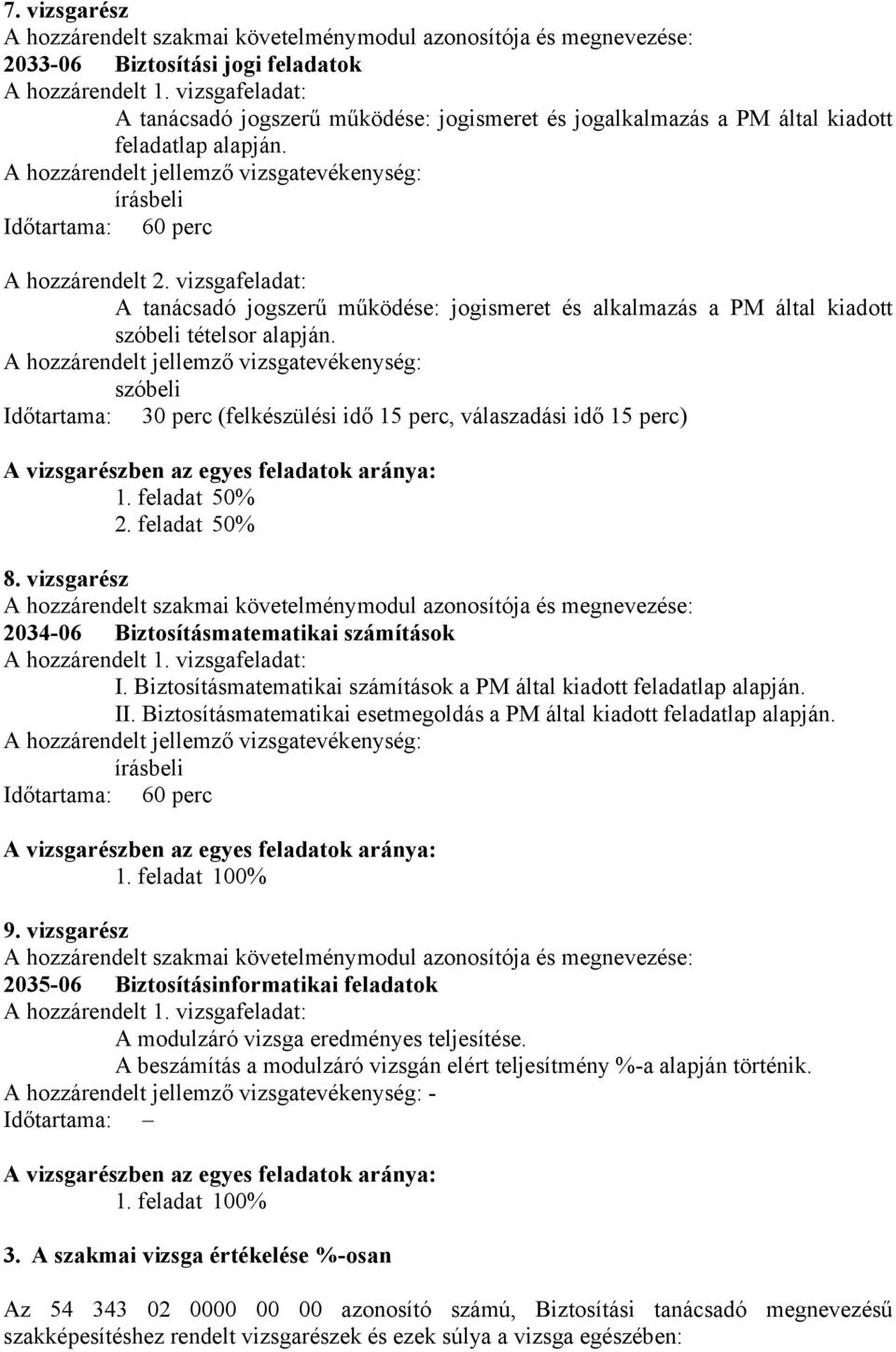 vizsgafeladat: A tanácsadó jogszerű működése: jogismeret és alkalmazás a PM által kiadott szóbeli tételsor alapján.