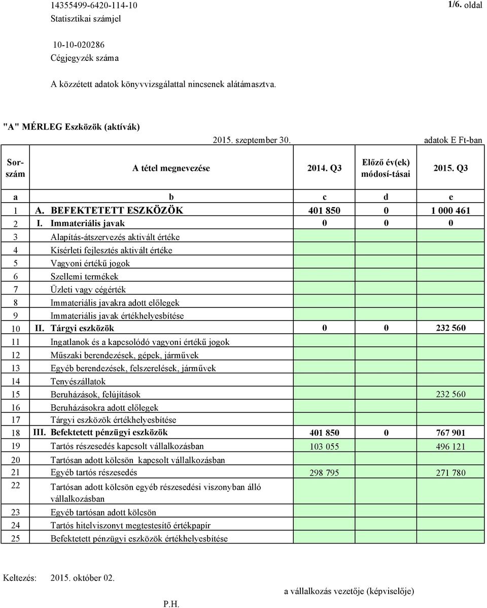 Immateriális javak 0 0 0 3 Alapítás-átszervezés aktivált értéke 4 Kísérleti fejlesztés aktivált értéke 5 Vagyoni értékű jogok 6 Szellemi termékek 7 Üzleti vagy cégérték 8 Immateriális javakra adott