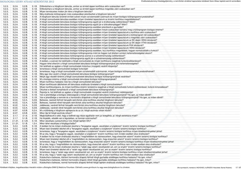 5.2.3. 5.2.A. 5.2.B. 5.1.B. A hörgő izomszövetek bénulása esetében milyen tüneteket tapasztalunk az érzelmi konfliktus megoldódásával? 5.2.3. 5.2.A. 5.2.B. 5.1.B. A hörgő izomszövetek bénulásos biológiai különprogramja együtt jár-e érzékenység csökkenéssel?