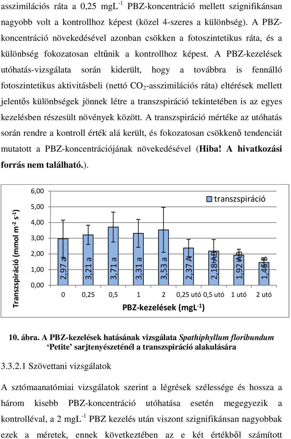 A PBZ-kezelések utóhatás-vizsgálata során kiderült, hogy a továbbra is fennálló fotoszintetikus aktivitásbeli (nettó CO 2 -asszimilációs ráta) eltérések mellett jelentıs különbségek jönnek létre a
