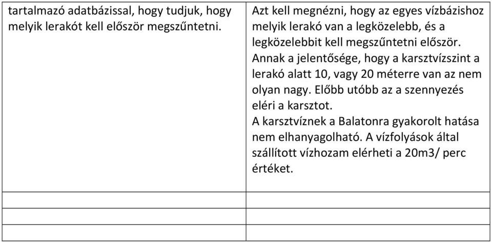 Annak a jelentősége, hogy a karsztvízszint a lerakó alatt 10, vagy 20 méterre van az nem olyan nagy.