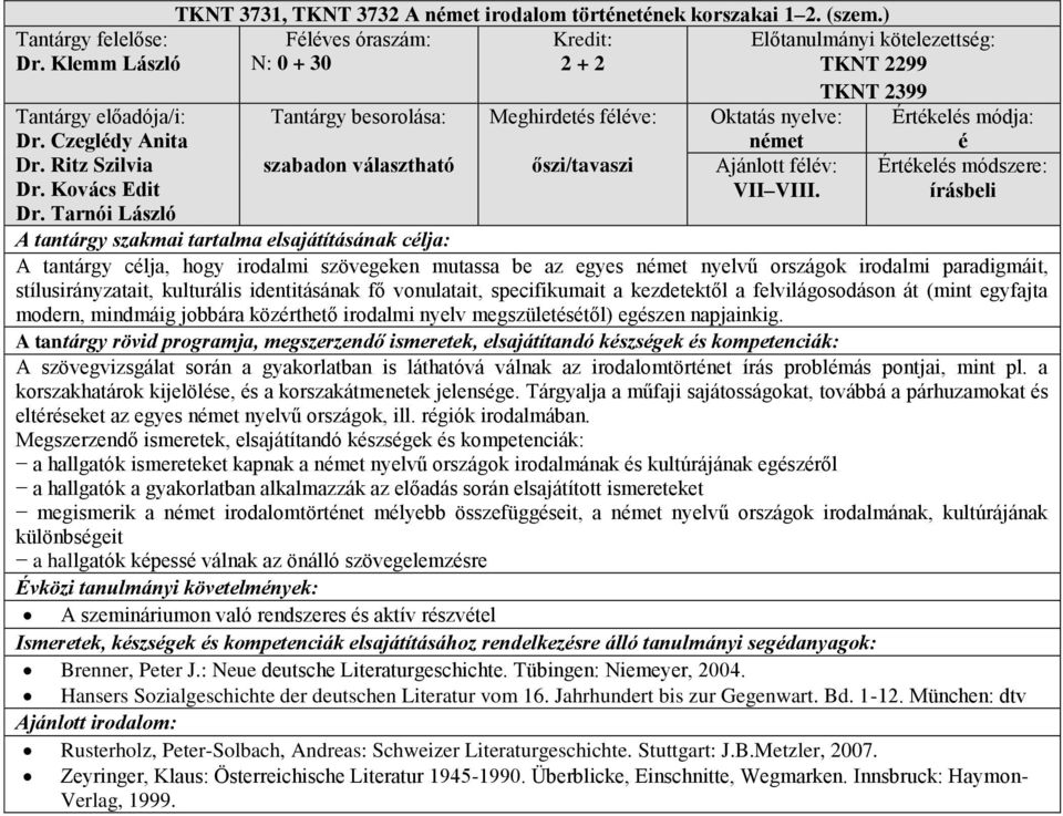 kezdetektől a felvilágosodáson át (mint egyfajta modern, mindmáig jobbára közrthető irodalmi nyelv megszületstől) egszen napjainkig.