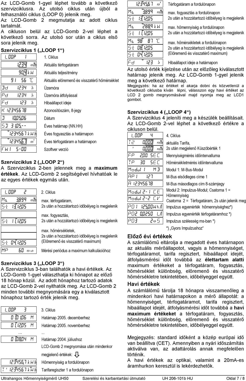 fogyasztás a fordulónapon max. hőmennyiség a fordulónapon max. hőmérsékletek a fordulónapon (Előremenő és visszatérő maximum) 1.