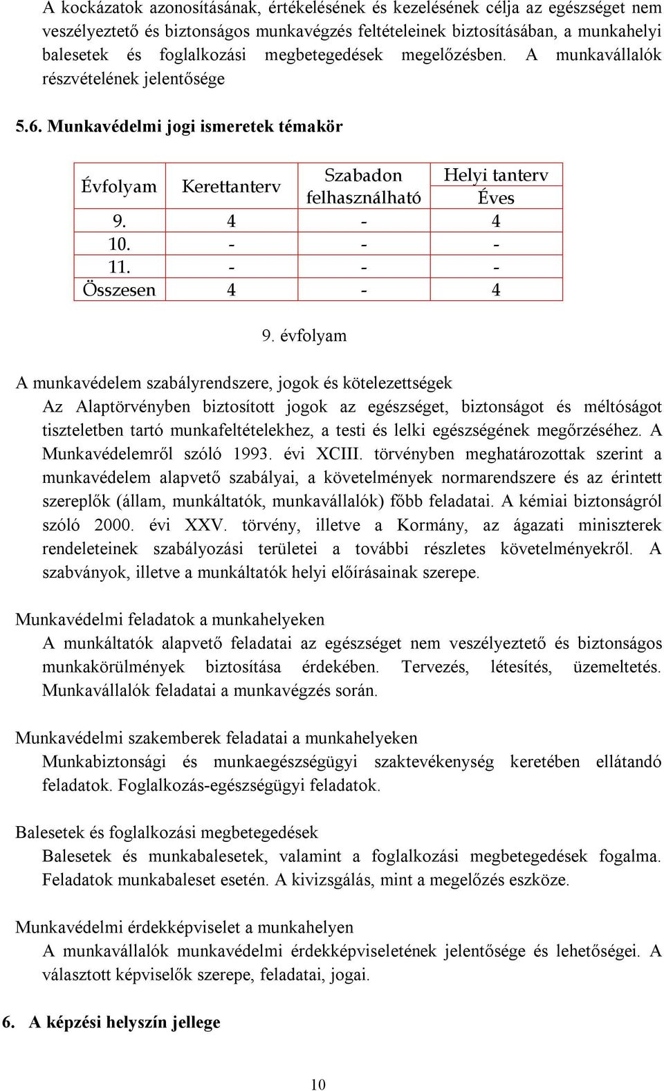 évfolyam A munkavédelem szabályrendszere, jogok és kötelezettségek Az Alaptörvényben biztosított jogok az egészséget, biztonságot és méltóságot tiszteletben tartó munkafeltételekhez, a testi és lelki