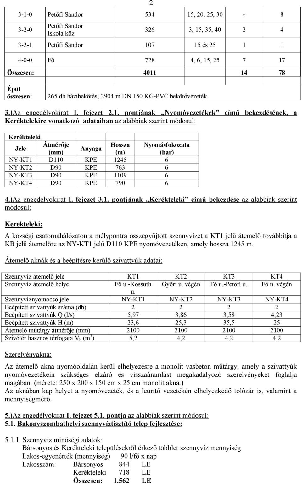 0 KG-PVC bekötővezeték 3.)Az engedélyokirat I. fejezet 2.1.