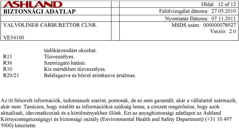 Az itt felsorolt információk, tudomásunk szerint, pontosak, de ez nem garantált, akár a vállalattól származik, akár nem.