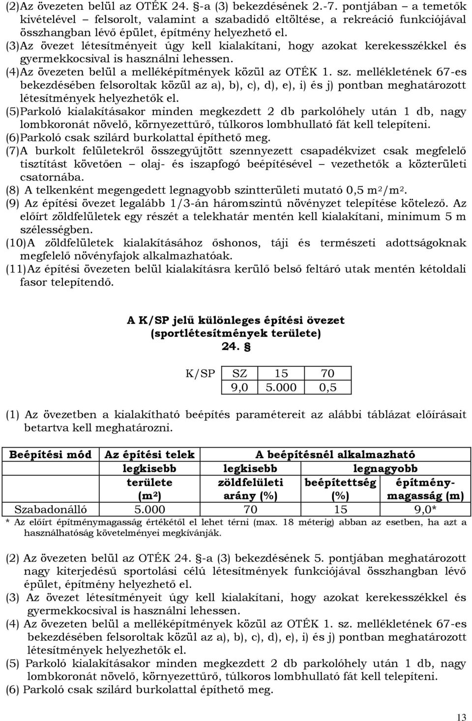 (3) Az övezet létesítményeit úgy kell kialakítani, hogy azokat kerekesszékkel és gyermekkocsival is használni lehessen. (4) Az övezeten belül a melléképítmények közül az OTÉK 1. sz.