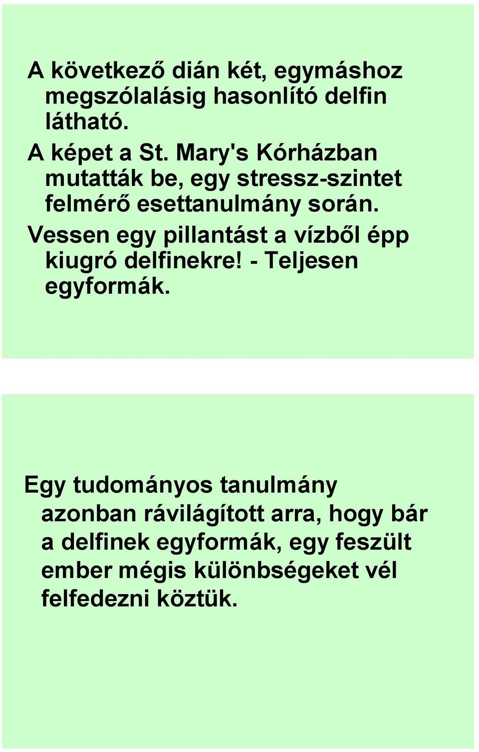 Vessen egy pillantást a vízből épp kiugró delfinekre! - Teljesen egyformák.